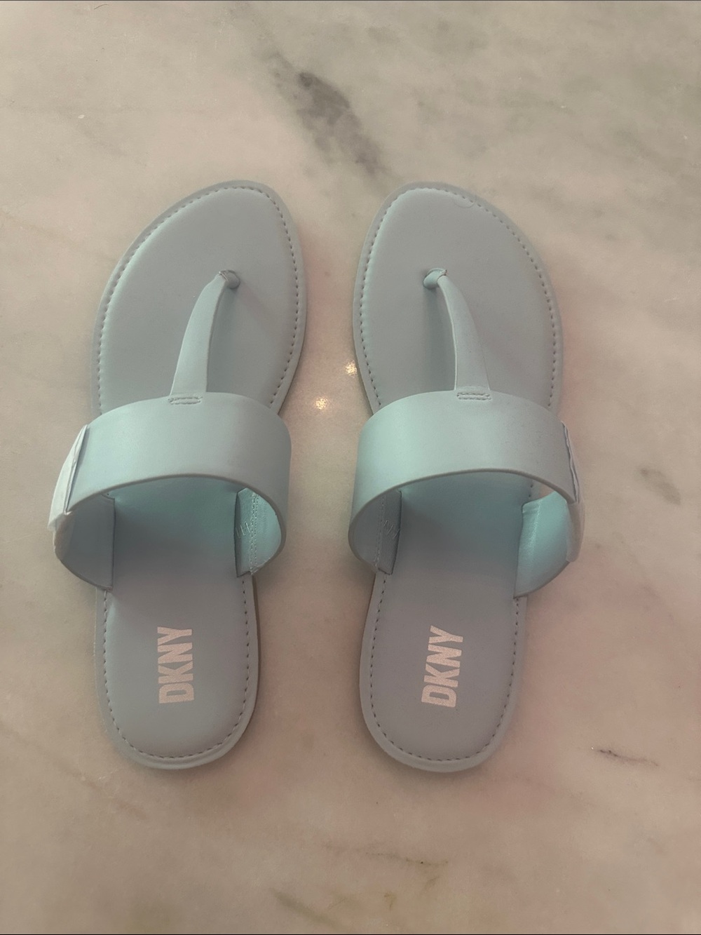 DKNY Pale Blue Wide Strap Thong Sandals